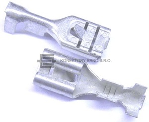 Plochá dutinka 4.8x0.8mm se zpětným zobáčkem pro uchycení v krytu  dle DIN 46340.