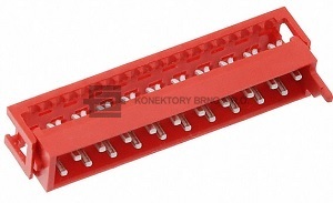 Konektor z řady Micro match, přímý s kolíčky a s uchycením pro páskové kabely s roztečí 1,27mm, 20 pin