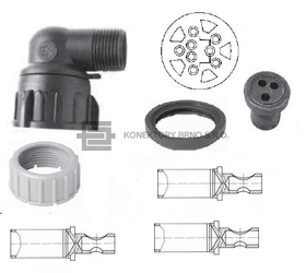 Sestava kruhového konektoru Schlemmer 3p s bajonetem 16S.
Dutinka je na kolíček o průměru 4 mm