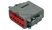 Vodotěsný řadovový konektor pro automobilový průmysl od výrobce Deutsch.
