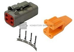 Vodotěsný řadovový konektor pro automobilový průmysl od výrobce Deutsch.